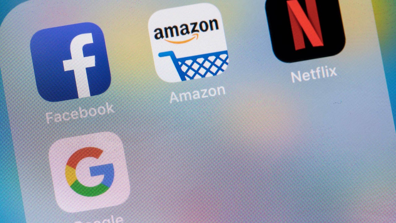 A picture of Amazon, Facebook, Netflix and Google icons
